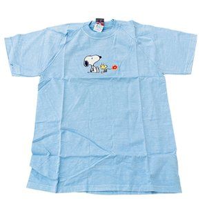 Peanuts Collection Women's Snoopy Embroidered Blue SS T-shirt USA Made, Sz M NWT